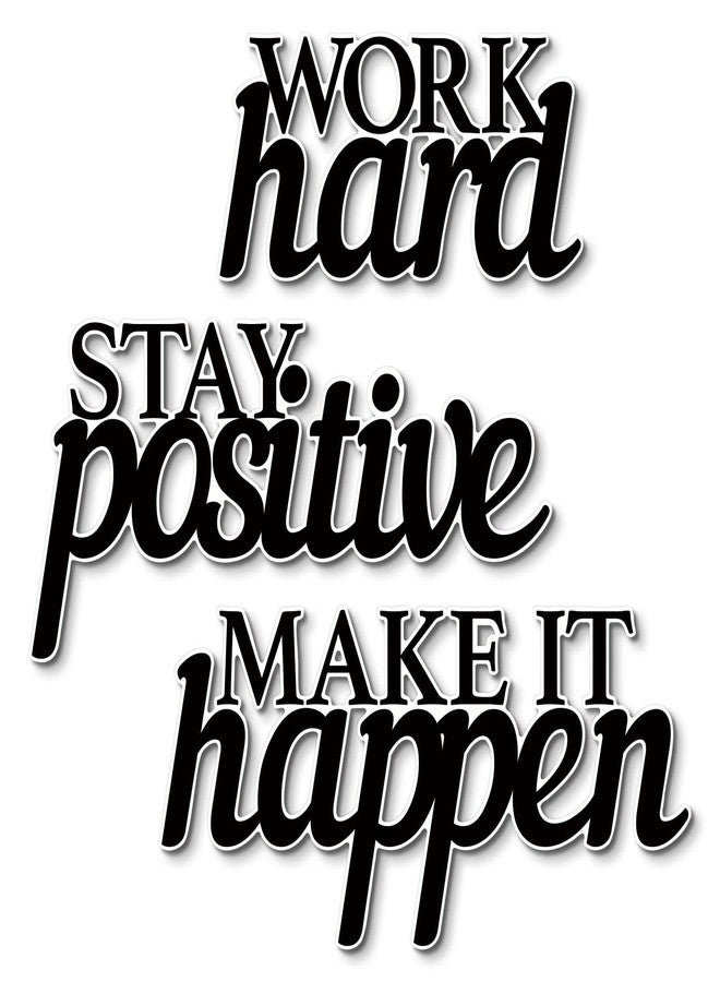 Putuo Decor Motivational Wall Decor Set of 3, Inspirational Wall Art “Work Hard Stay Positive Make It Happen” Positive Quotes Wall Decor for Home Office Dorm Classroom Decor - Image 1